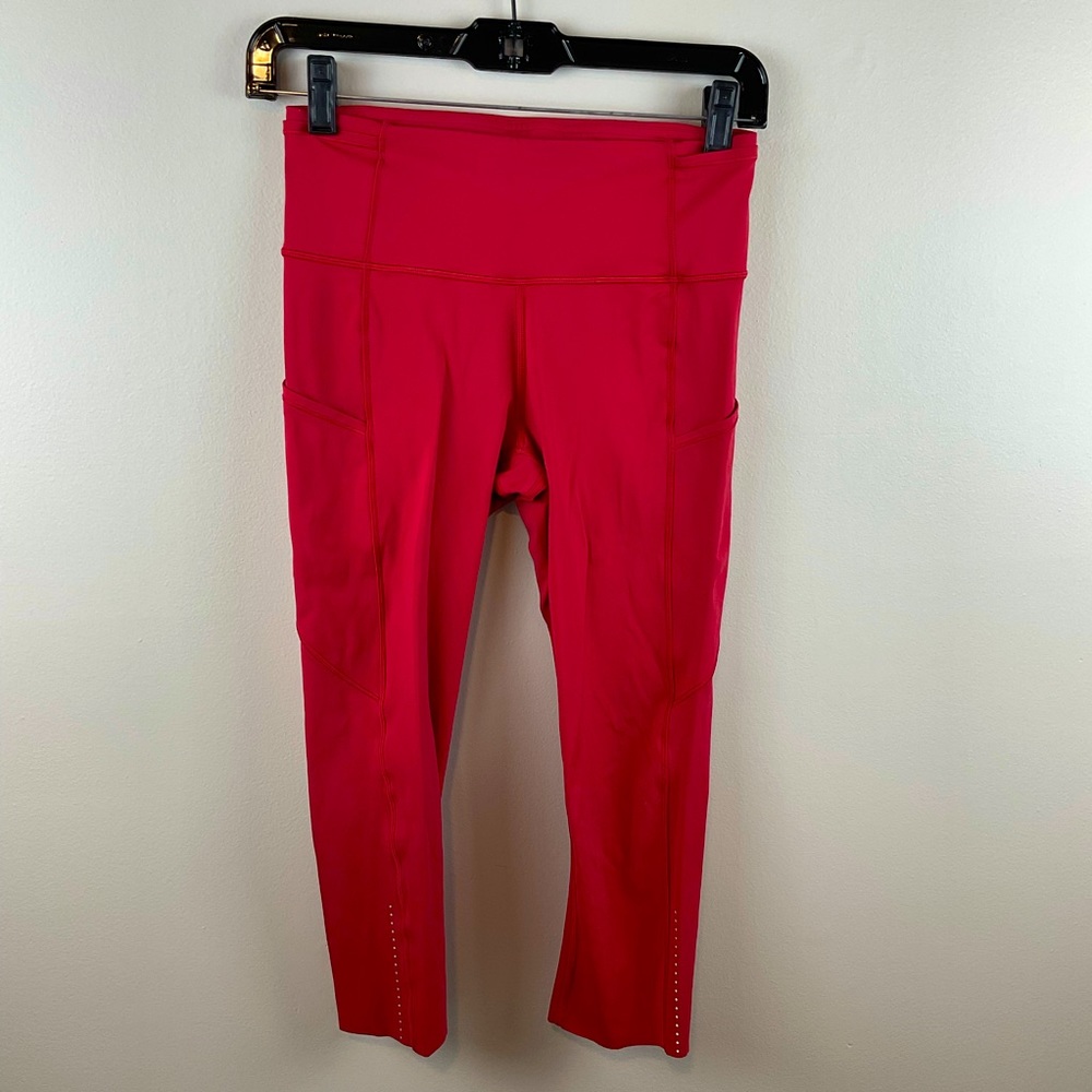 Lululemon Red Fast and Free Crop 6